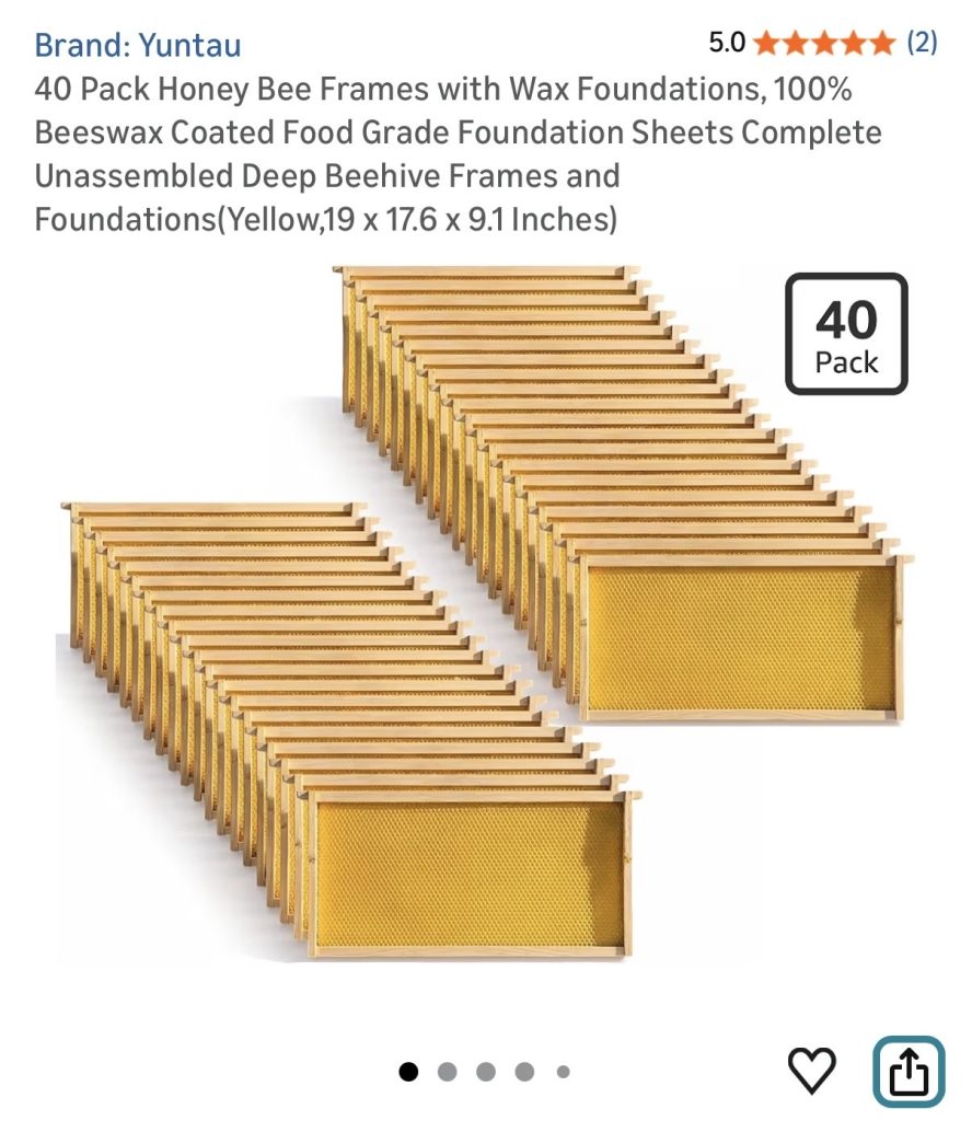 honey bee frames with wax foundation