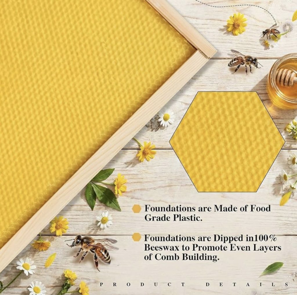 honey bee frames with wax foundation